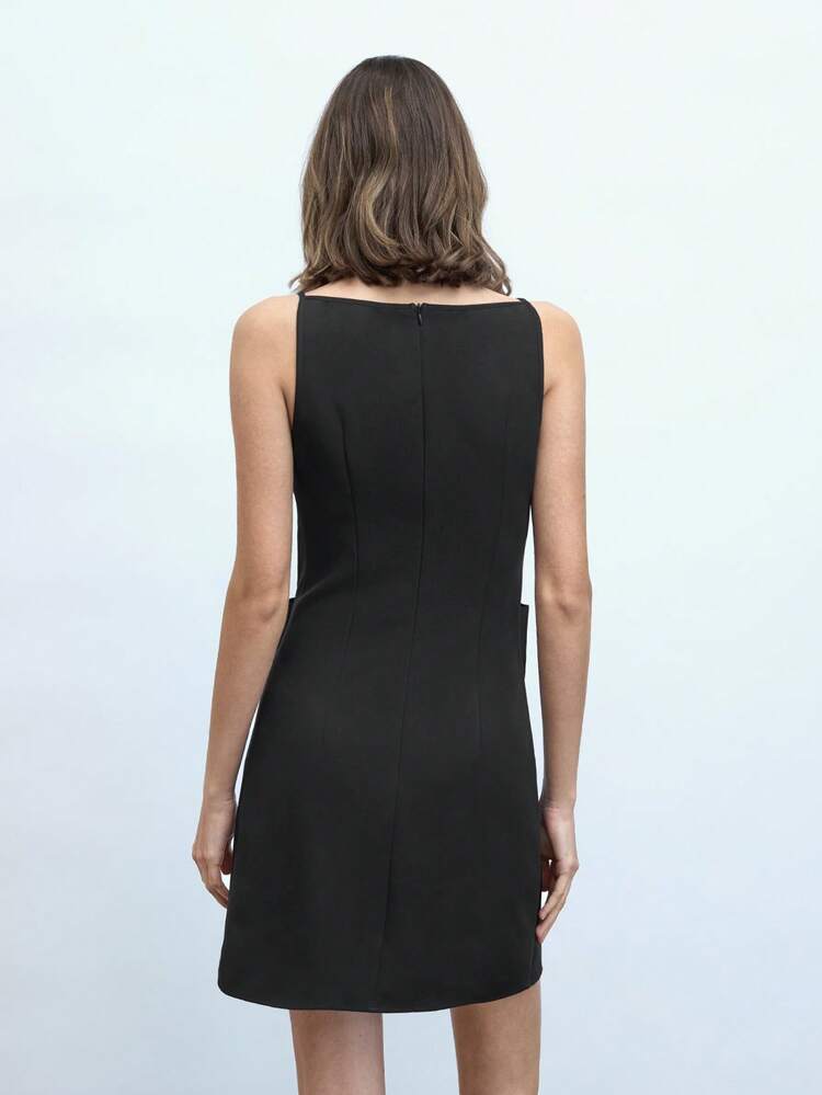 SHEIN Maija Black Big Bow Sleeveless Mini Dress, Fashionable, Elegant, Figure-Flattering, Versatile All-Match For Spring/Summer Women, Party Holiday Occasions