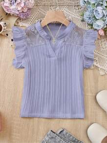 SHEIN Tween Girls' Sleeveless Solid Color Minimalist Casual Shirt For Daily Wear