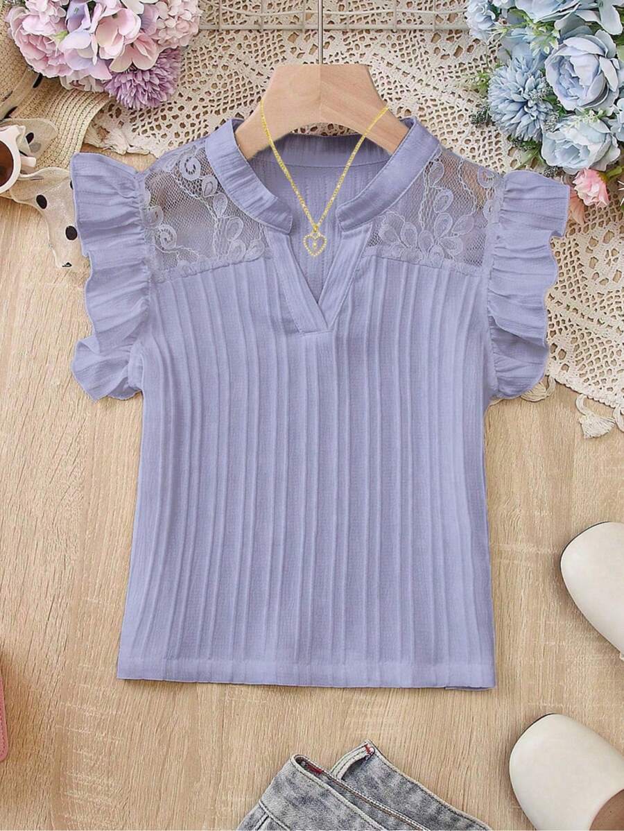 SHEIN Tween Girls' Sleeveless Solid Color Minimalist Casual Shirt For Daily Wear