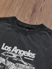 Manfinity VCAY 黑色酸洗T恤 简约时尚 日常休闲 - 黑色 - 查看 2