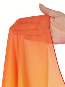 Swim Oasis 2 piezas Traje de baño de una pieza con un solo hombro y falda de cobertura de tela texturizada para mujer de talla grande, estampado de color degradado, estilo de vacaciones en la playa, atuendo para vacaciones de verano en la playa - Naranja - Ver 3