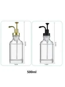 1pc Square Glass Syrup Dispenser With Label For Bar And Home Use, Transparent Bottle For Milk, Tea, Syrup Storage, 500ml/16.9oz, Kitchen Tool, Barware - Multicolor - View 3