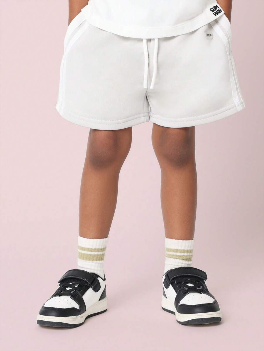 SUMWON Athletic Boys Long Side Tape Shorts Workout Training Running Active Wear Moisture Wicking Sports Gym School Uniform Basketball Shorts With Elastic Waistband - Grey - View 1