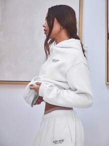 Musera Sport Oversized '' Logo Hooded Sweatshirt ,Padel, Tennis, Pickleball Gym Fitness - White - View 2