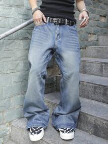 Manfinity EMRG 男士休闲复古水洗阔腿牛仔裤