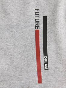 RueChic Men Cottonline Letter Printed Drawstring Regular Short - Grey - View 6