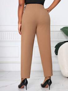 SHEIN Lady Autumn And Winter Elegant Work Office Black Nitted Chain Long Plus Size Suit Pants