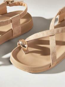 Solecia Women Brown Toe Ring Casual Lace-Up Comfortable Flat Sandals, Suitable For Spring/Summer Vacation Spring Break Easter