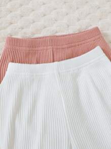 6pcs/Set Newborn Baby Girl Knitted Romper With Flutter Sleeves & Ruffled Collar Jumpsuit With Long Pants, Comfortable Pajamas - Multicolor - View 7