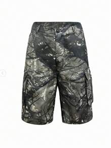 Manfinity Roughcore Men's Dead Tree Print Cargo Shorts, Summer Streetwear Beach , Cool Street Style, Gifts For Friends, Husband, Boyfriend - Multicolor - View 5