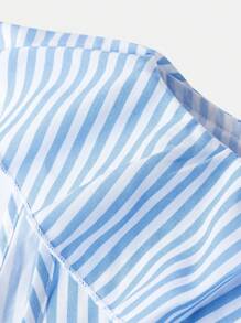 SHEIN Teens (Girls) Sleeveless Striped Front Tie Casual Simple Dress - Blue - View 4