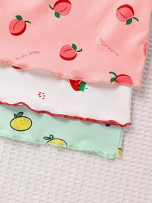 6pcs/Set Baby Girls ' Adorable Fruit Print Ruffled Casual Short Sleeve T-Shirt And Shorts Pajama Set, Summer Baby Girl Clothes Summer Clothes Baby Girls Sets Baby Girl Clothes Summer Baby Girls Sets Baby Girl Clothes Strawberry Lemond Peach Baby Clothes Baby Fruit Print Baby Pajamas Green White Pink Pajamas Set Sleepwear For Kids Holiday Travel Releax Summer Clothes