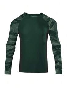 Manfinity Swimmode Men's Contrast Color Patchwork Raglan Sleeve Surf T-Shirt
