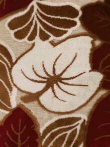 复古树叶装饰枕套、天鹅绒提花靠垫套，适合客厅和卧室 - 酒紅色 - 查看 5