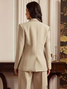 Anewsta Elegant Casual Embroidered Women's Blazer, Sophisticated Modesty Clothes - Brown - View 2