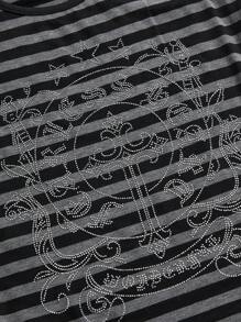 ROMWE Grunge Punk Vintage Y2K Festival Distressed Striped Racerback Tank Top For Women - Black - View 2