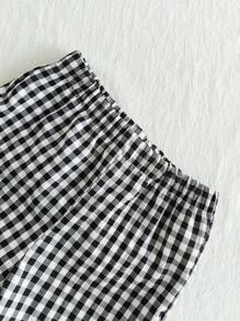 Vintaside Kids Baby Boy Holiday Outfits Christmas Casual Outfits Summer Two-Color Black And White Checkered Short-Sleeved Shirt Shorts Two Suits, Lapel Design Adds A Sense Of Formality