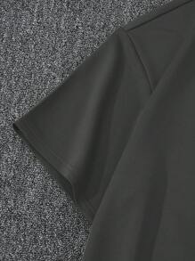 Manfinity Homme Loose Fit Men's Slogan Graphic T-Shirt And Drawstring Waist Shorts Set - Multicolor - View 5