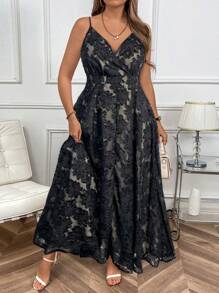 Elenzga 大码女士优雅提花长吊带连衣裙，适合新年、音乐节、情人节、感恩节、圣诞节、万圣节、复活节、狂欢节和其他场合，如休闲聚会、海滩度假、公园野餐、通勤和购物