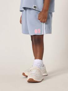 SUMWON Conjunto de dos piezas para niñas de equipo de baile: top corto y pantalones cortos. Ropa deportiva de entrenamiento de verano para práctica, actuación, gimnasio, clase de baile y uniforme de equipo de baile - Azul - Ver 4