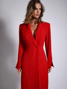 COSMINA Váy Blazer dự tiệc màu đỏ thanh lịch dành cho nữ - Đỏ - Xem 5