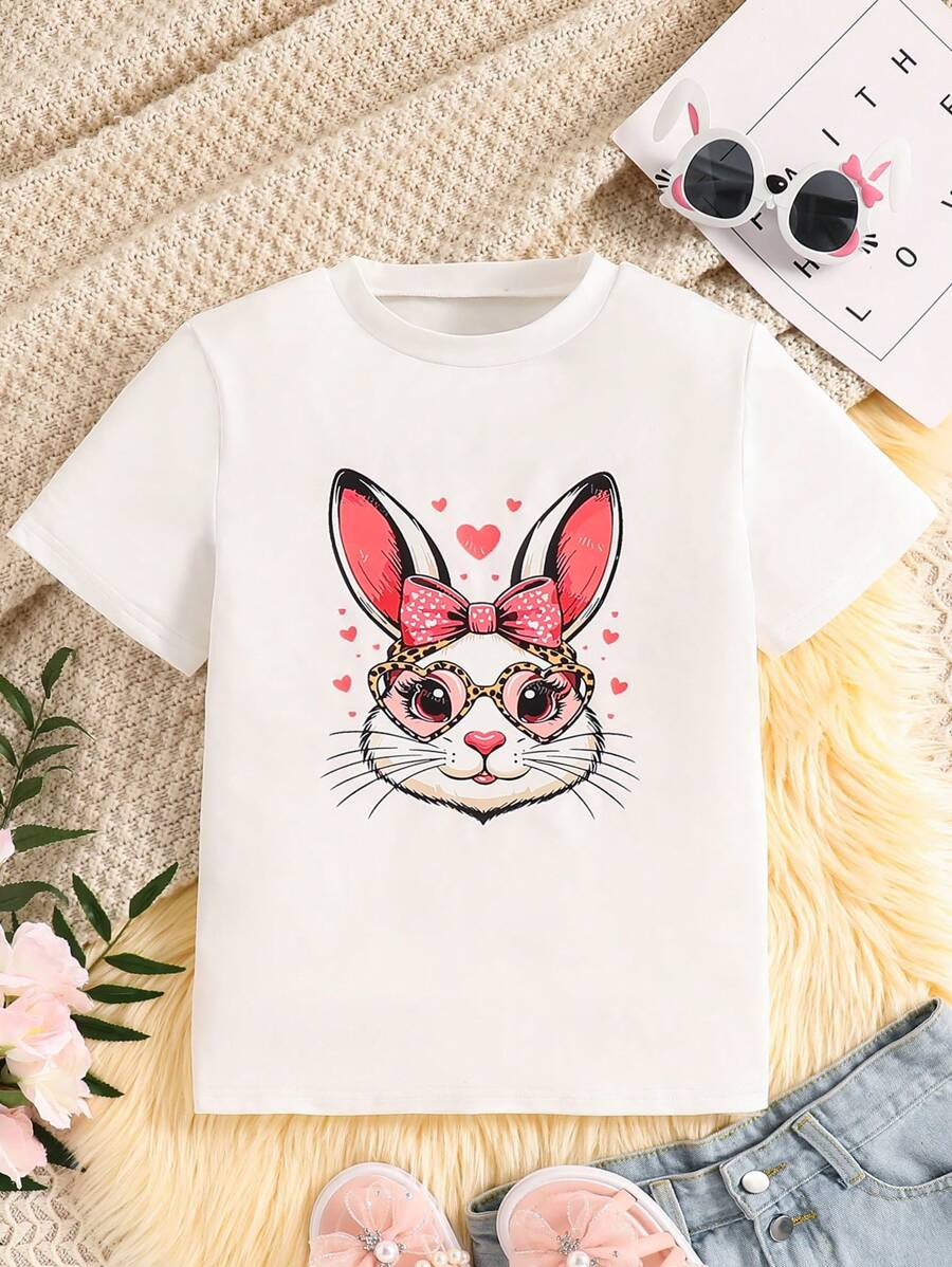 女孩万圣节搞笑鬼魂休闲 T 恤 - 白色 - 查看 1