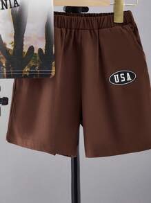 2 Pieces Set Young Boys Leisure Vacation Style Fun Plant Pattern Short Sleeved T-Shirt And Printed Shorts Two Pieces Set, Suitable For Spring And Summer Seasons, Suitable For Outdoor Vacations, School, Sports, And Home Wear - Multicolor - View 6