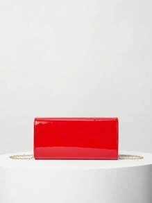 Red Stylish PU Envelope Bag With Detachable Chain Strap Evening Bag For Wedding Party Gift Travel Winter Gifts