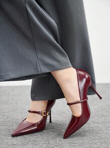 CUCCOO BIZCHIC 女士优雅简约尖头高跟鞋 - 酒紅色 - 查看 8