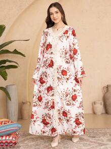 SHEIN Teen Girl Casual Fashion Printed Loose Dress - White - View 1