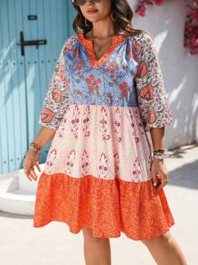 Breezaya Plus Size Women Spring/Summer China Style Holiday Dress, Casual Suitable For Party, Gathering, Streetwear, St. Patrick's Day, Easter, Spring Outfits