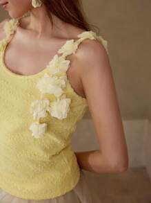 MOTF PREMIUM TEXTURED FLOWER APPLIQUES CAMI TOP