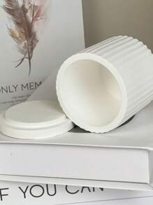 1/4 Silicone Candle Pot Molds With Oval Strip Tray, Storage Containers, Home Injection Molds, Home Decor, Hand Mixing Plaster, Concrete, Planter Pots - White - View 5