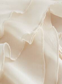 SHEIN MOD 露肩荷叶边饰边上衣、夏季上衣、女士沙滩装、女士西装 - 杏色 - 查看 3