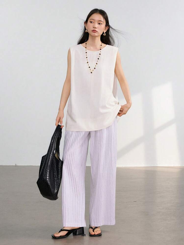 Linen Casual Solid Color Minimalist Backless Tie Design Sleeveless Blouse For Women Old Money Style Tank Tops Business Casual Woman Work Clothes