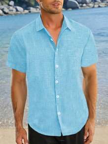 Manfinity Homme Men's Short Sleeve Shirt - Blue - View 1