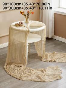 SHEIN 1Pc 90*180cm/90*340cmBeige Pleated Table Runner, Folding Tablecloth, Birthday Decoration Wedding Decoration Festival Home Decoration Party Room Desktop Decoration Tablecloth, Table Runner, Solid Color Tablecloth Valentine's Day