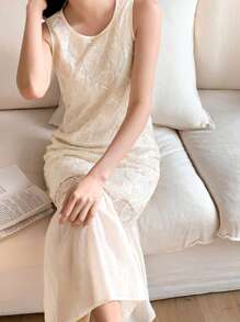 DAZY 女式夏季情人节浪漫心形玫瑰钩针露背连衣裙，2024夏季高端亮片美人鱼连衣裙太阳裙，休闲女装 - 白色 - 查看 4