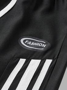 SHEIN 2 Stücke/Set für Teenager Mädchen Lässiger Sport Buchstaben & Symbol Muster weiß ärmellos Strick-Trägertop und weite Hose mit Kordel Dekor, vielseitige Sommer Mode