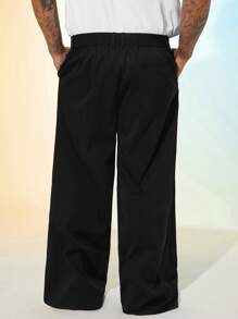 EASEVO Plus Size Men's Loose Woven Black Long Casual Pants