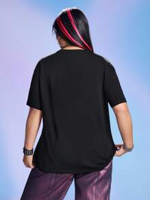 THE POWERPUFF GIRLS X SHEIN Plus Size Summer Loose Blossom, Bubbles, Buttercup Pattern T-Shirt