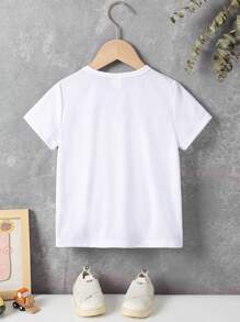 Young Boy Summer Soccer Print Tee - White - View 2
