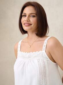 SHEIN Clasi Plus Size Women's Solid Color Loose Elegant Lace Camisole, Women's Summer Clothing, Summer Tops, Spaghetti Strap Tops, Fashionable Women, Elegant Linen, Carnival Clothing, Women's Holiday Clothing, Women's Beach Clothing, Beach Holiday Clothing