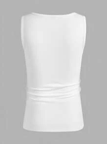 Manfinity RSRT Fashion Casual Holiday Style Watercolor Tropical Plants And Flowers Digital Print Pattern Code Men's Fitted Straight Shoulder Tank Top Suitable For Summer Outdoor Vacation Dating Party Wear Suitable For Couples Wear Suitable For Boyfriend Gift - Multicolor - View 7