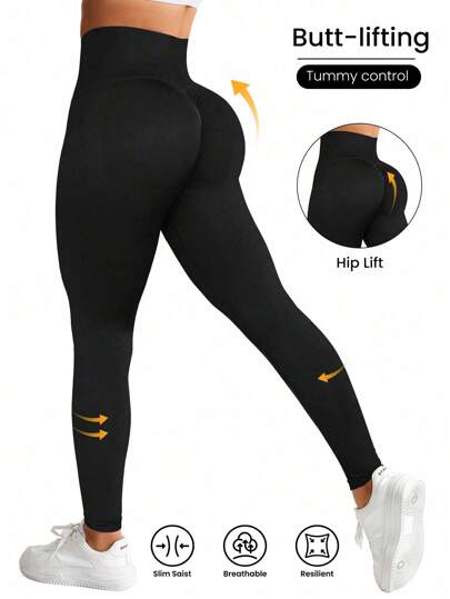 Sport Studio High Waisted Seamless Slim Leggings For Women - Resilient Soft Touch Breathable 4-Way Stretch Legging For Running Cycling Yoga Pickleball Exercise Casual