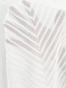 SHEIN VCAY Plus Size Chevron Jacquard Cold Shoulder Ruffle Trim Dress - White - View 6