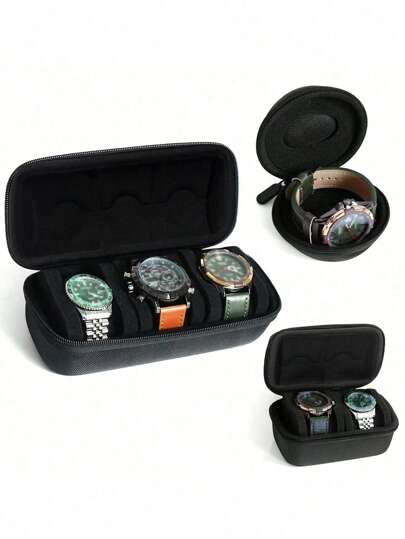1pc Hard Watch Travel Case For Men And Women Portable Single Watch Storage Box And Organizer,Watch Protection Storage Box,Anti-Move Watch Pillow For Wristwatches And Smart Watches(1/2/3 Slot)
