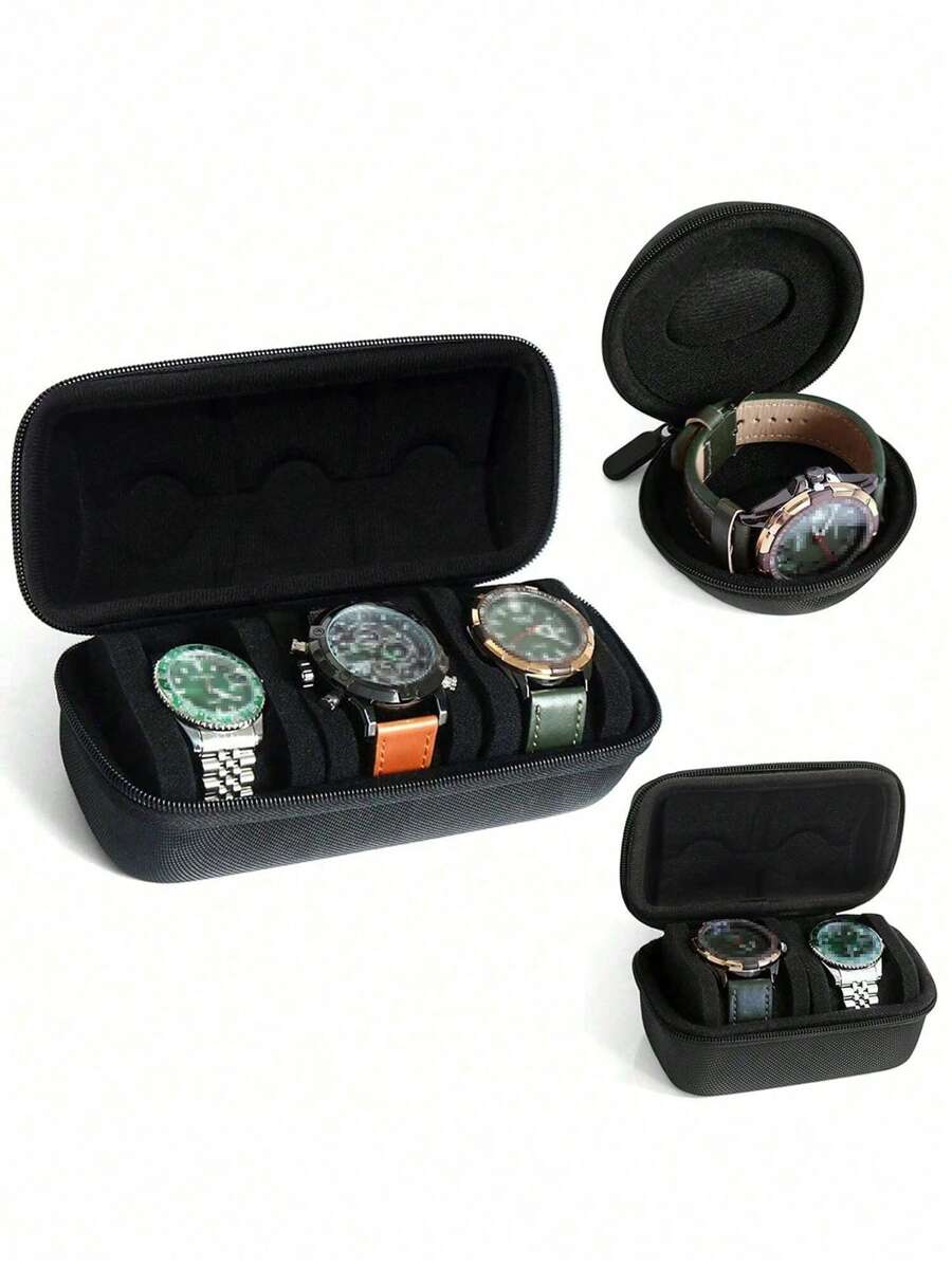 1pc Hard Watch Travel Case For Men And Women Portable Single Watch Storage Box And Organizer,Watch Protection Storage Box,Anti-Move Watch Pillow For Wristwatches And Smart Watches(1/2/3 Slot)