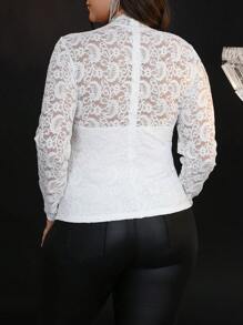 Elenzga Plus Size T-Shirt Long Sleeve Simple Fashion Casual Daily - Beige - View 2