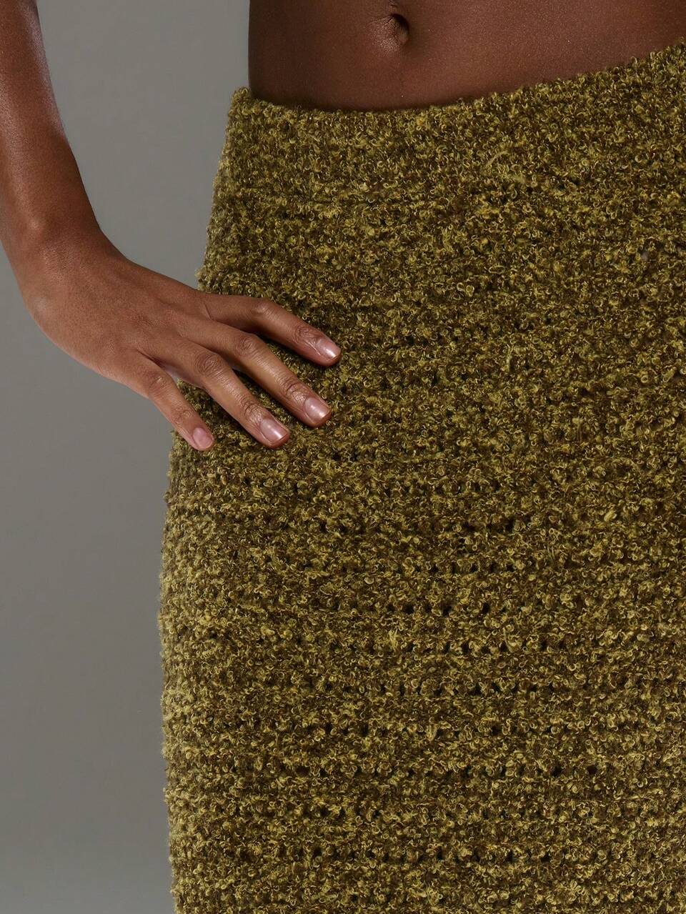 Midi Fluffy Knit Fitted Frill Hem Cord Skirt Only Spring Vacation Holiday Elegant Summer
